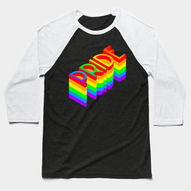 Pride Rainbow Layered Text design Baseball T-Shirt by Luxinda